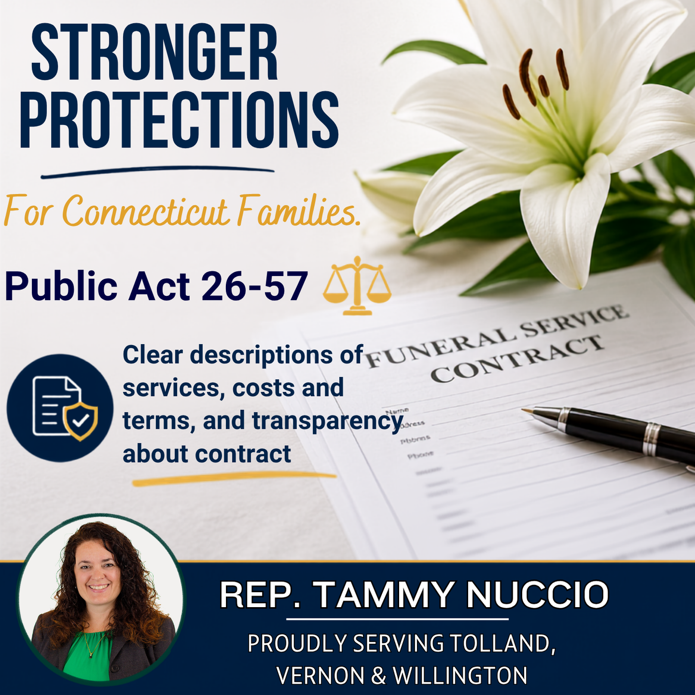New Law Championed by Rep. Nuccio Provides Added Consumer Protections for Funeral Services
